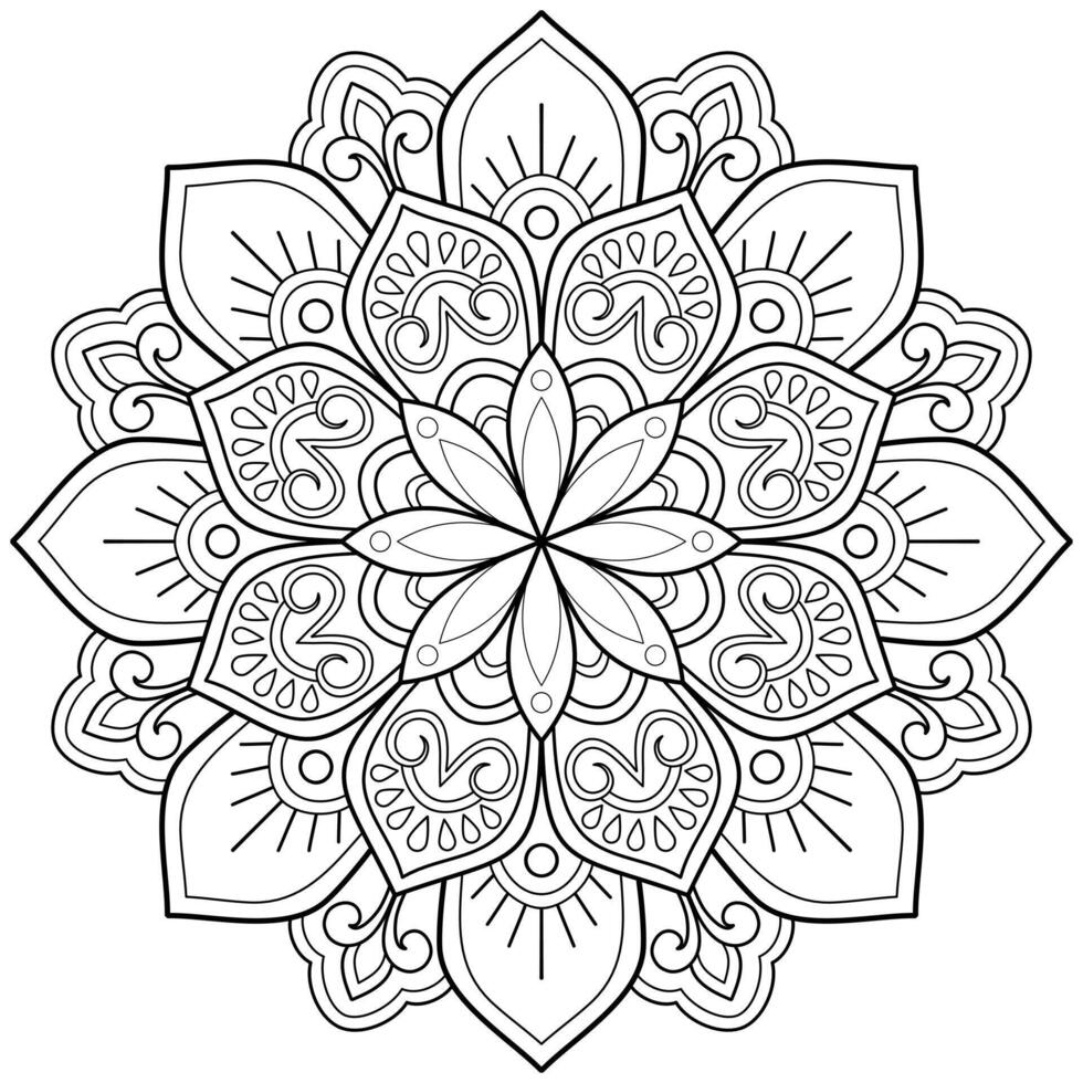 Vektor abstrakte Mandala-Muster. Kunst an der Wand. Malbuch Spitzenmuster das Tattoo. Design für ein Tapetenfarbenhemd und Fliesenaufkleberdesign, dekoratives Kreisornament im orientalischen Ethnostil