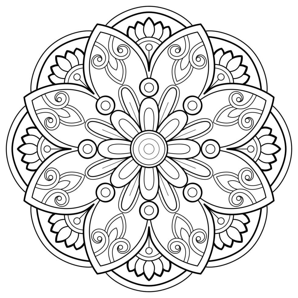 Vektor abstrakte Mandala-Muster. Kunst an der Wand. Malbuch Spitzenmuster das Tattoo. Design für ein Tapetenfarbenhemd und Fliesenaufkleberdesign, dekoratives Kreisornament im orientalischen Ethnostil