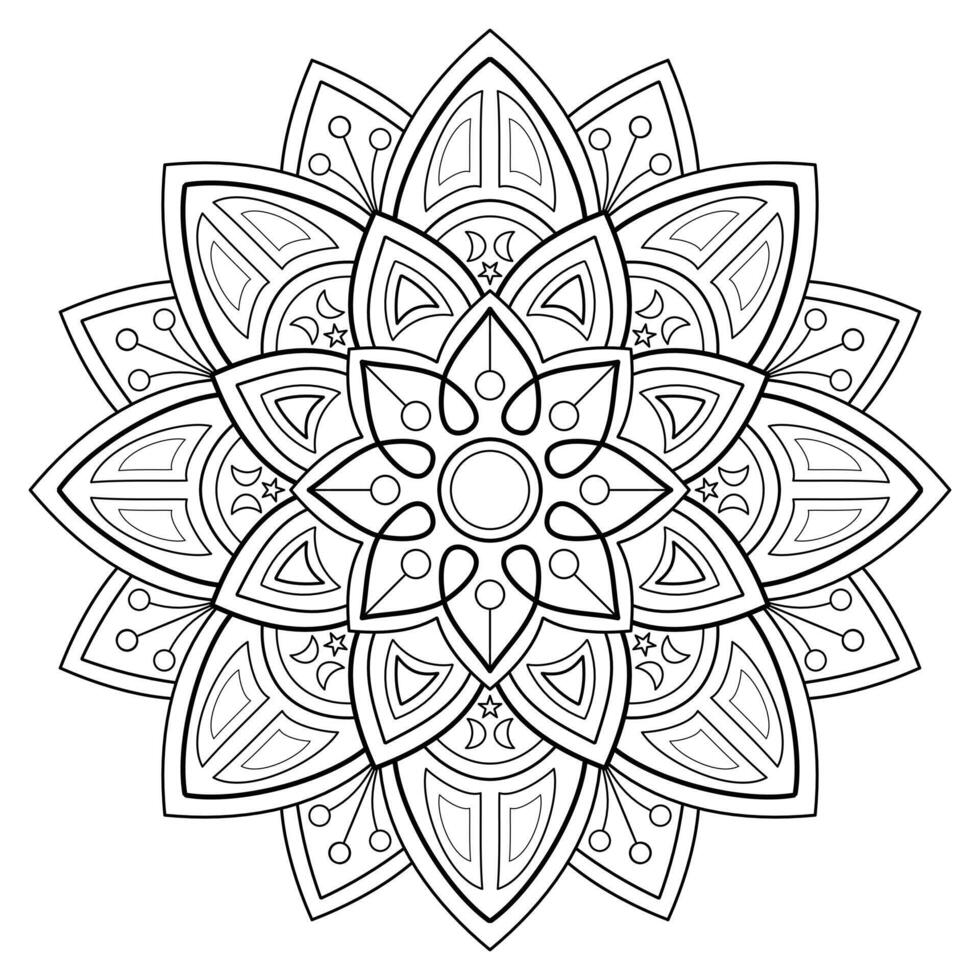 Vektor abstrakte Mandala-Muster. Kunst an der Wand. Malbuch Spitzenmuster das Tattoo. Design für ein Tapetenfarbenhemd und Fliesenaufkleberdesign, dekoratives Kreisornament im orientalischen Ethnostil