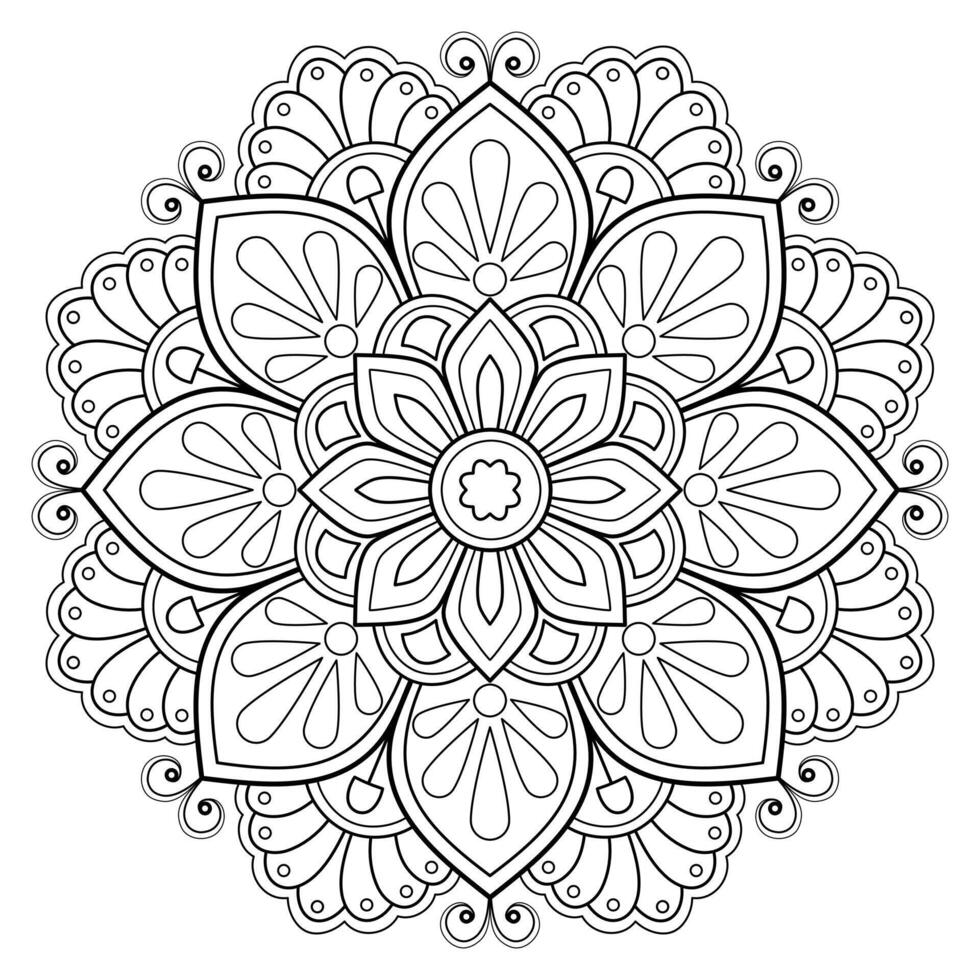 Vektor abstrakte Mandala-Muster. Kunst an der Wand. Malbuch Spitzenmuster das Tattoo. Design für ein Tapetenfarbenhemd und Fliesenaufkleberdesign, dekoratives Kreisornament im orientalischen Ethnostil