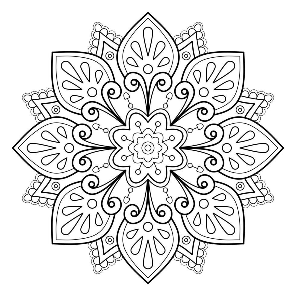 Vektor abstrakte Mandala-Muster. Kunst an der Wand. Malbuch Spitzenmuster das Tattoo. Design für ein Tapetenfarbenhemd und Fliesenaufkleberdesign, dekoratives Kreisornament im orientalischen Ethnostil