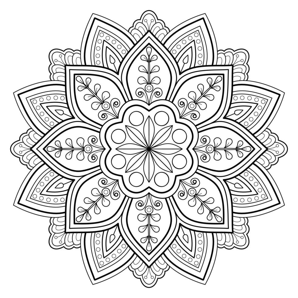 Vektor abstrakte Mandala-Muster. Kunst an der Wand. Malbuch Spitzenmuster das Tattoo. Design für ein Tapetenfarbenhemd und Fliesenaufkleberdesign, dekoratives Kreisornament im orientalischen Ethnostil