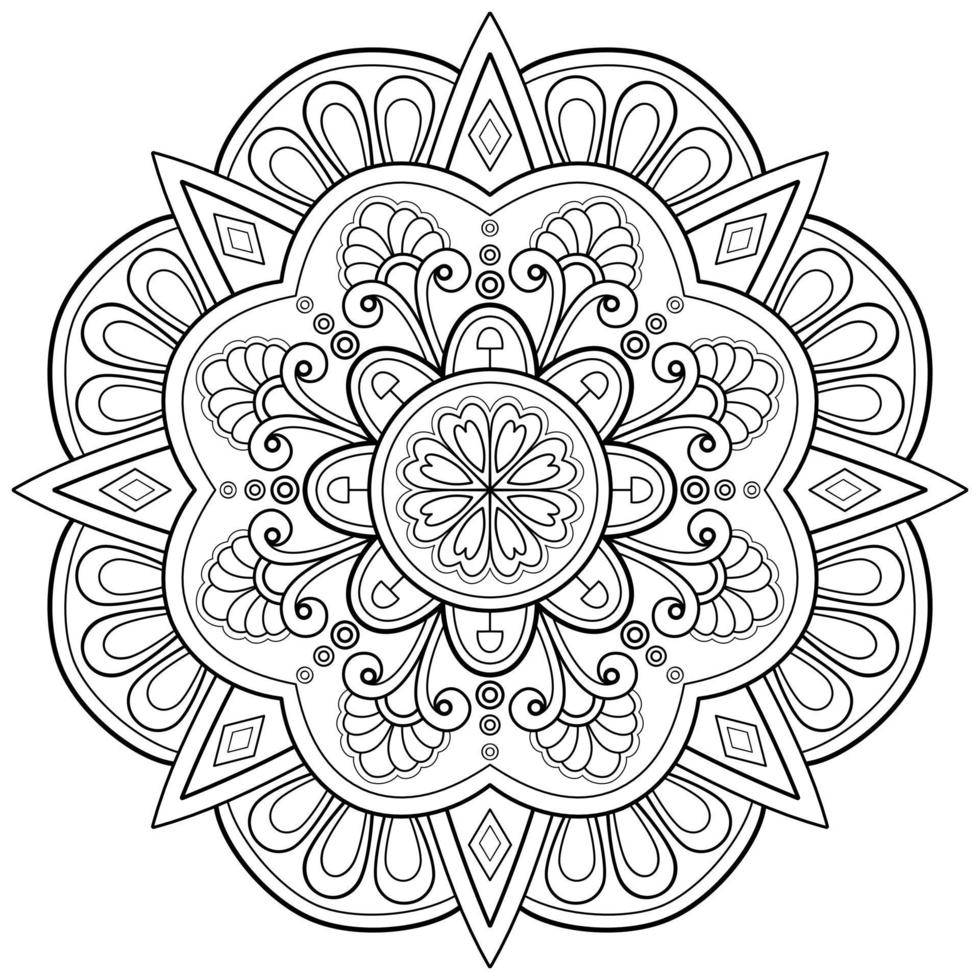 Vektor abstrakte Mandala-Muster. Kunst an der Wand. Malbuch Spitzenmuster das Tattoo. Design für ein Tapetenfarbenhemd und Fliesenaufkleberdesign, dekoratives Kreisornament im orientalischen Ethnostil