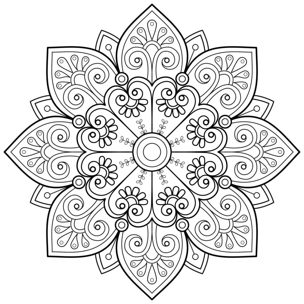 Vektor abstrakte Mandala-Muster. Kunst an der Wand. Malbuch Spitzenmuster das Tattoo. Design für ein Tapetenfarbenhemd und Fliesenaufkleberdesign, dekoratives Kreisornament im orientalischen Ethnostil