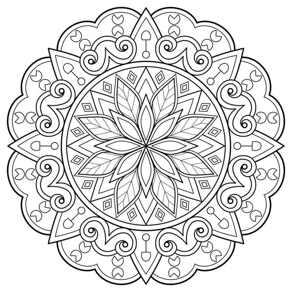 Vektor abstrakte Mandala-Muster. Kunst an der Wand. Malbuch Spitzenmuster das Tattoo. Design für ein Tapetenfarbenhemd und Fliesenaufkleberdesign, dekoratives Kreisornament im orientalischen Ethnostil