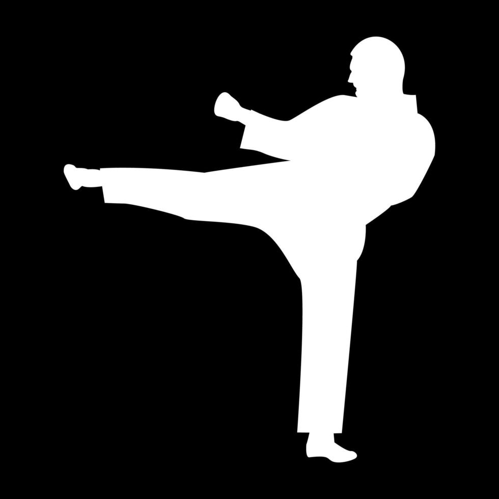 karate man ikon vit färg vektor illustration bild platt stil