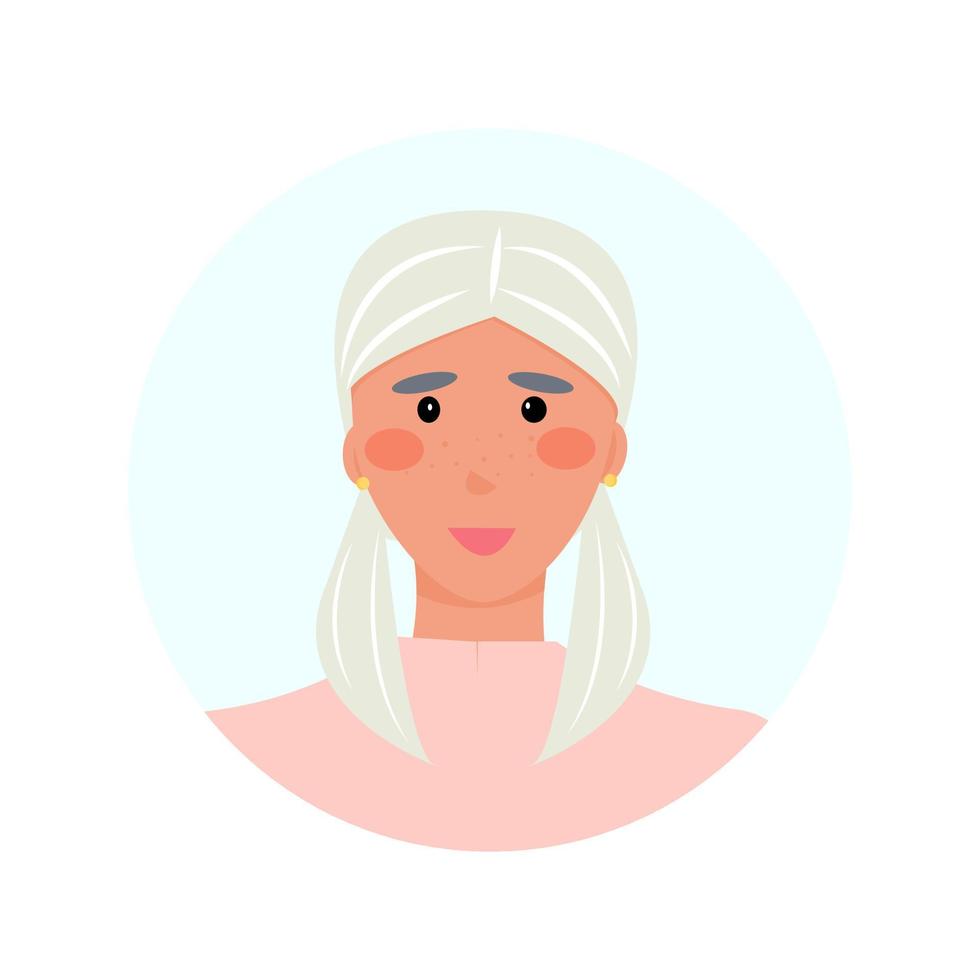 avatar av en blondin i en rosa blus. vektor illustration, platt