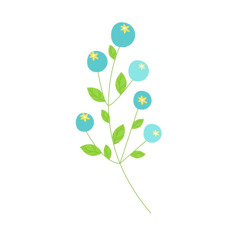 isolierter Zweig blauer Beeren auf weißem Hintergrund. stilisiertes Bild von Geißblatt. Entwurf von Postkarten, Anzeigen, Einladungen, Plakaten. Vektor-Illustration vektor