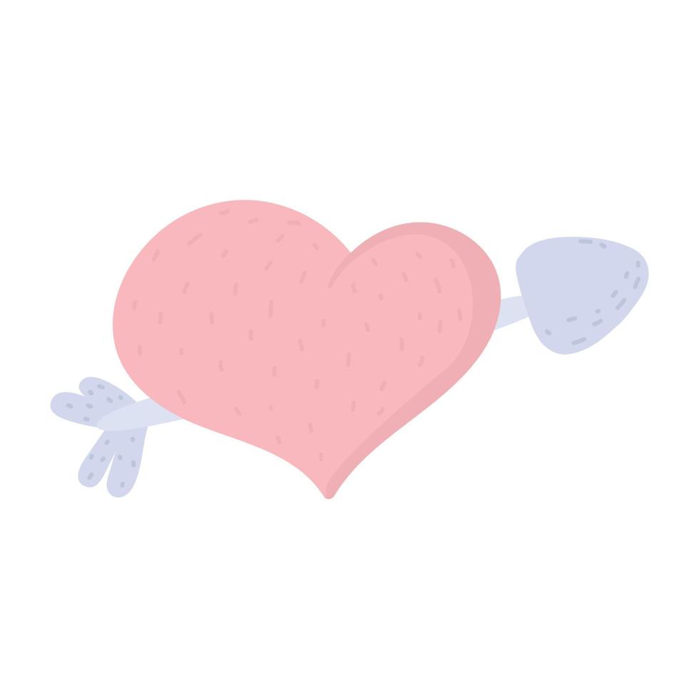 Herz mit Pfeil durchbohrt. Symbol der Liebe. Valentinstag Illustration im Doodle-Stil. vektor