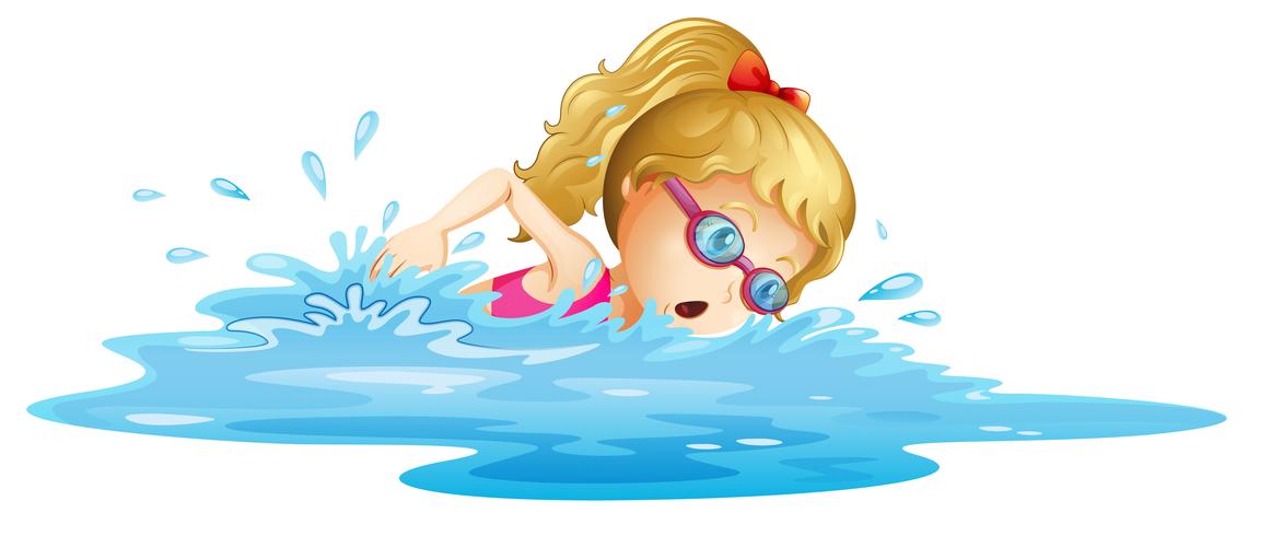 Ein junges Mädchen schwimmen vektor
