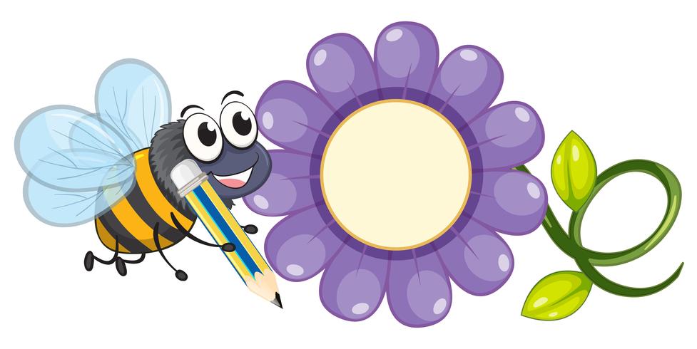 Biene und purpurrote Blume vektor