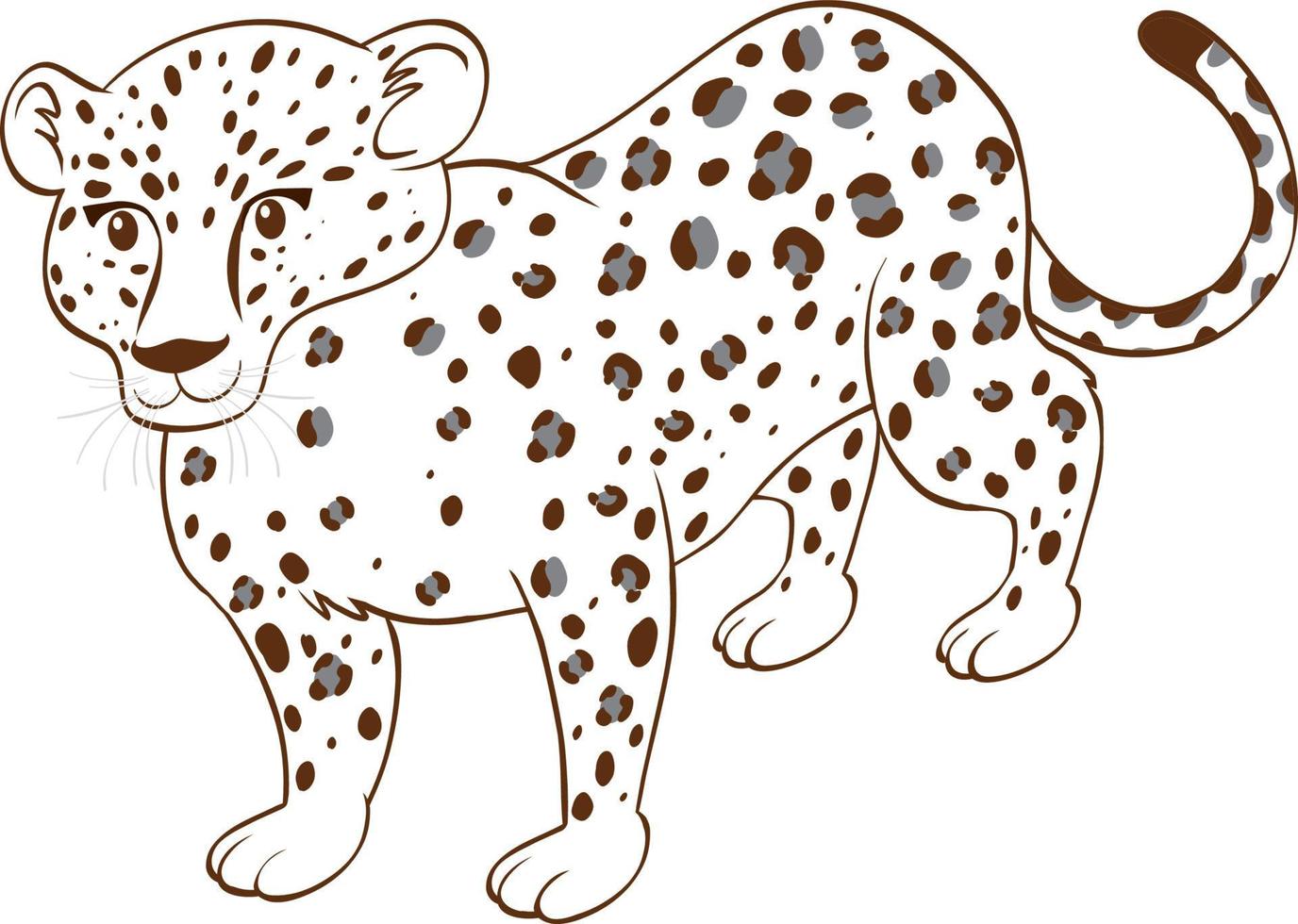 leopard i doodle enkel stil på vit bakgrund vektor