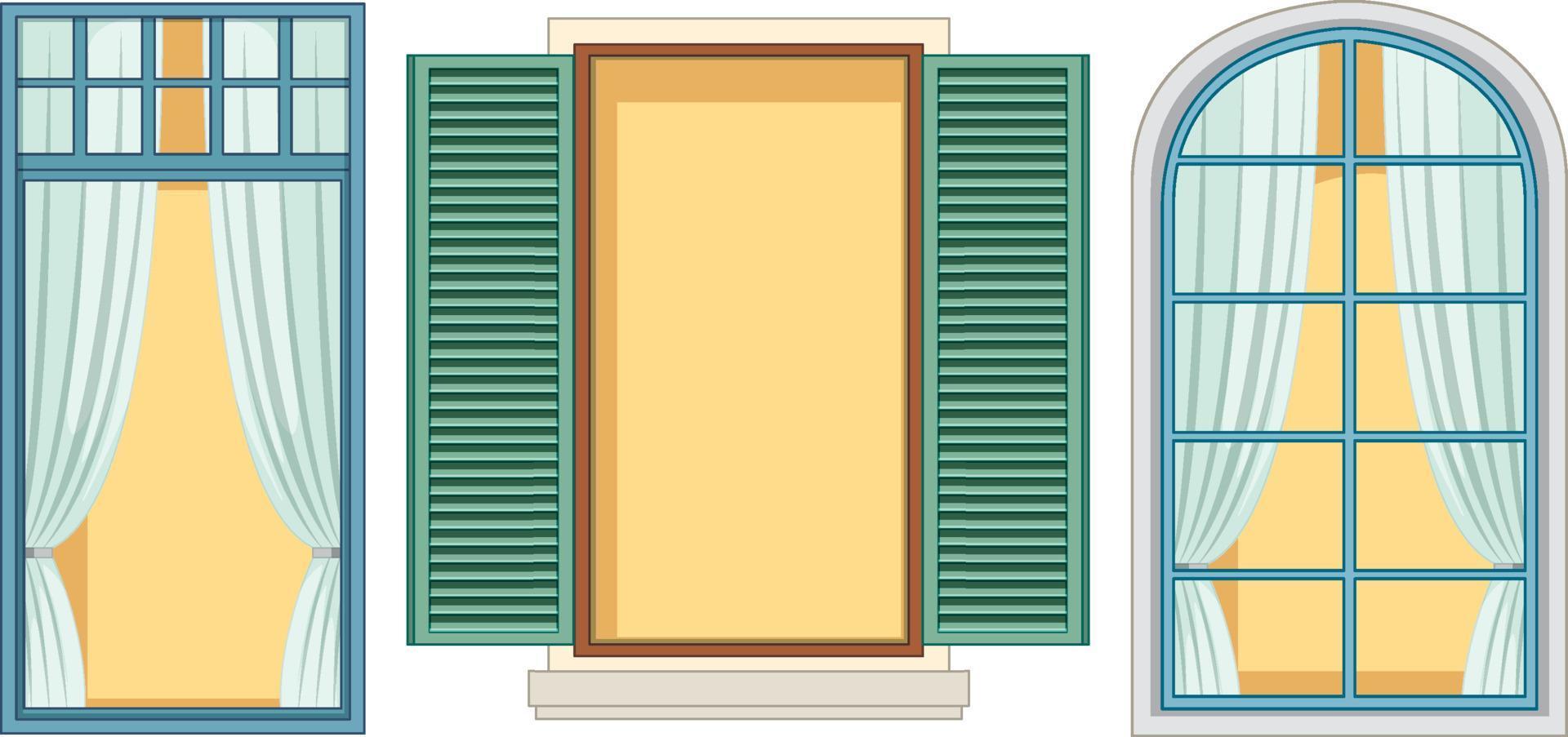 uppsättning olika fönster på vit bakgrund vektor
