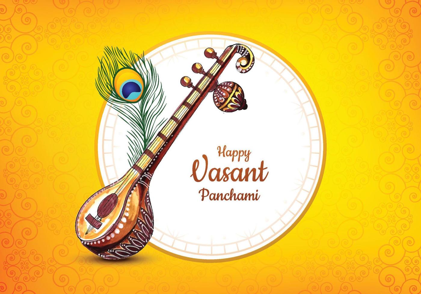 glad vasant panchami firande kort bakgrund vektor