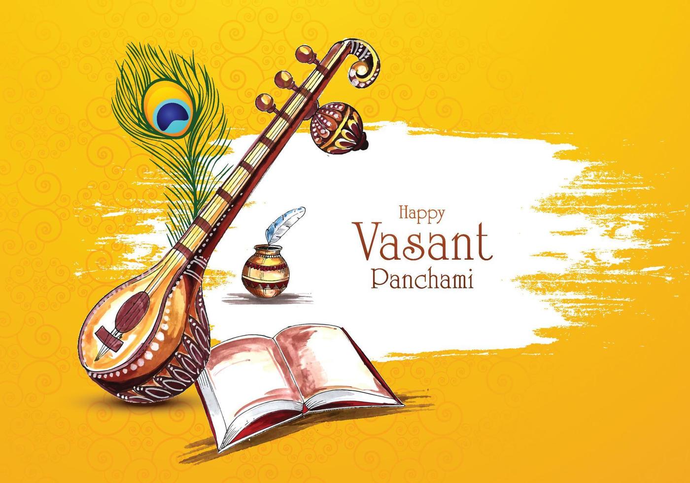 glad vasant panchami firande kort bakgrund vektor