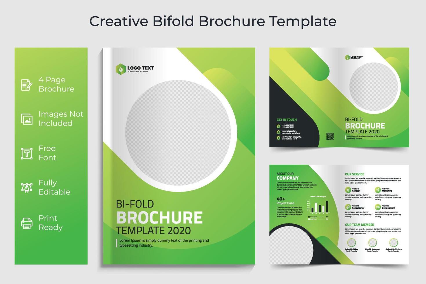 kreatives Business Bifold Broschüre Layout Template Design oder Magazin Titelseite Design Vektorvorlage vektor