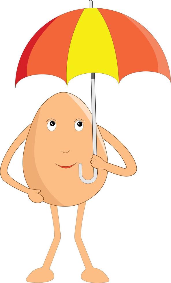 Eierkarikatur mit indischem Thema - glückliches Ei mit Regenschirm. Vektor-Illustration. vektor
