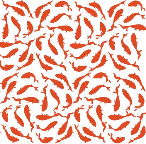 sömlös mönster bakgrund med röd och orange fisk vektor