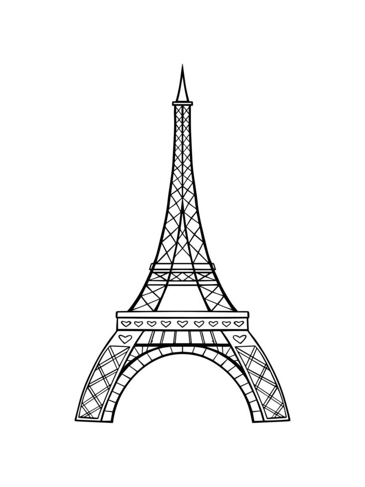 Vektor-Eiffelturm isoliert auf weißem Hintergrund. Handzeichnung. vektor