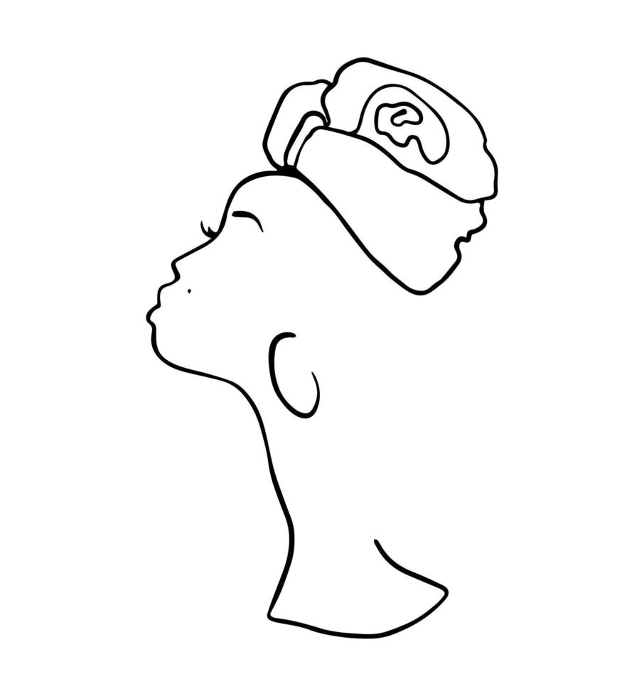 ikon av en kvinnas ansiktslinje. kan användas för ämnen som skönhetssalonger. logotyp. vektor. vektor