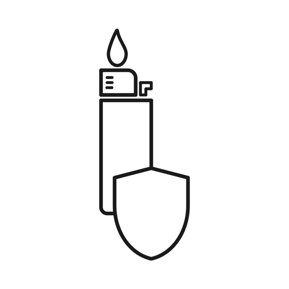 Feuerzeugsymbol mit Schutzzeichen. vektor