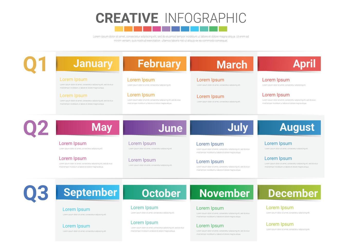 Infografik-Vorlage für 12 Monate vektor