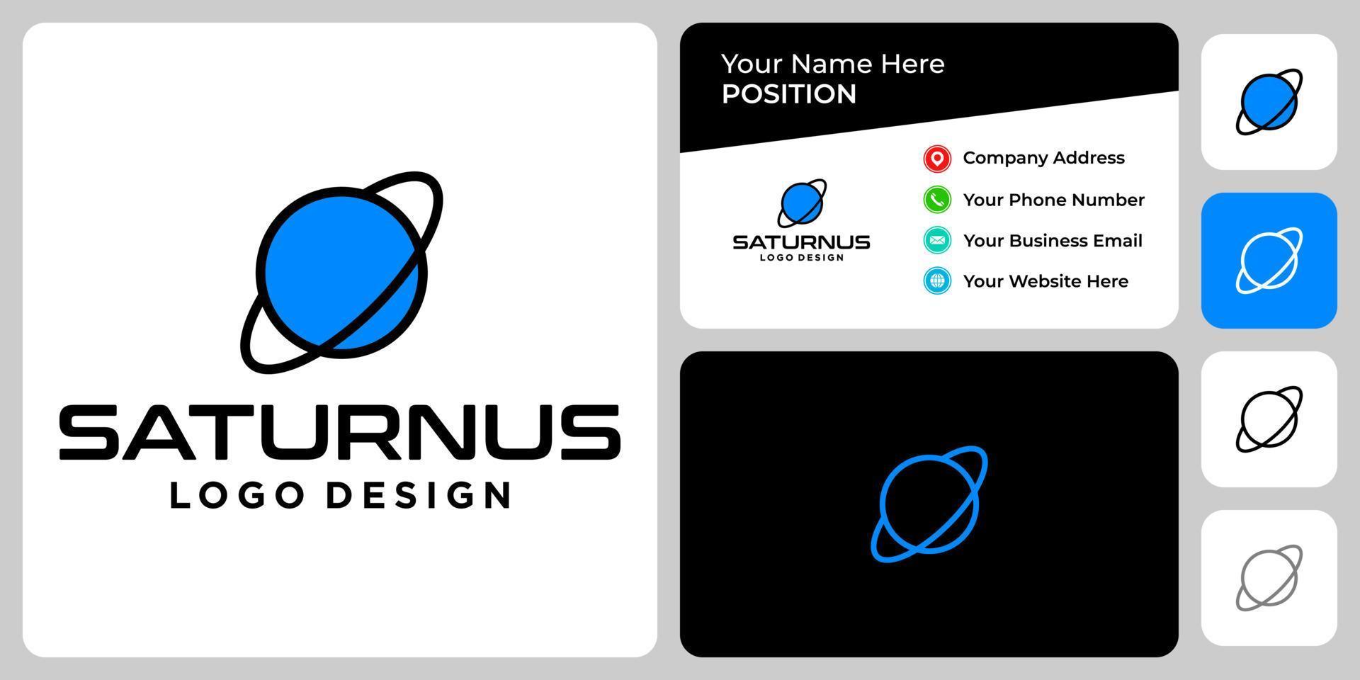 saturn logotyp design med visitkortsmall. vektor