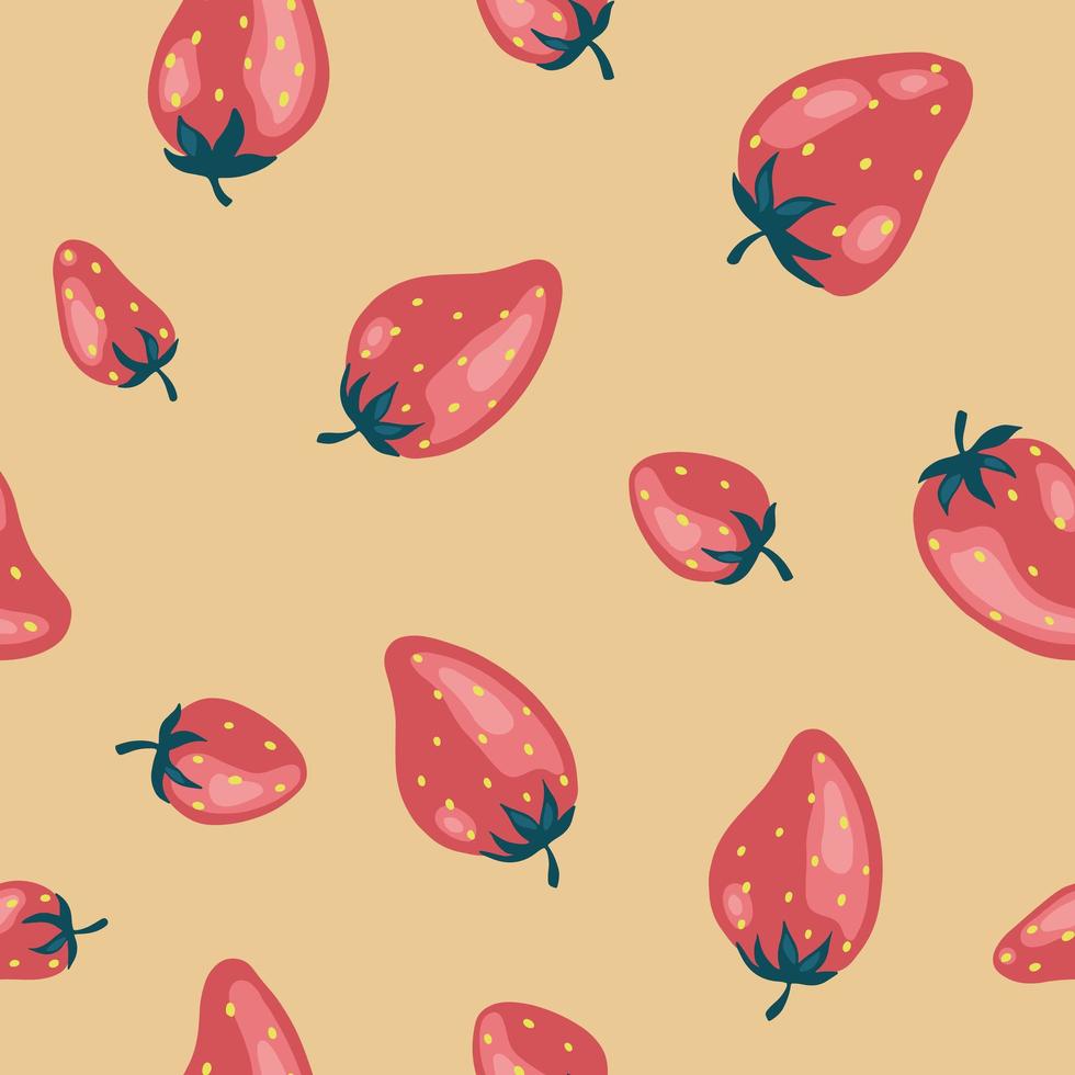 seamless mönster av färska jordgubbar bakgrund. används för tidning, bok, kort, menyomslag, webbsidor. vektor