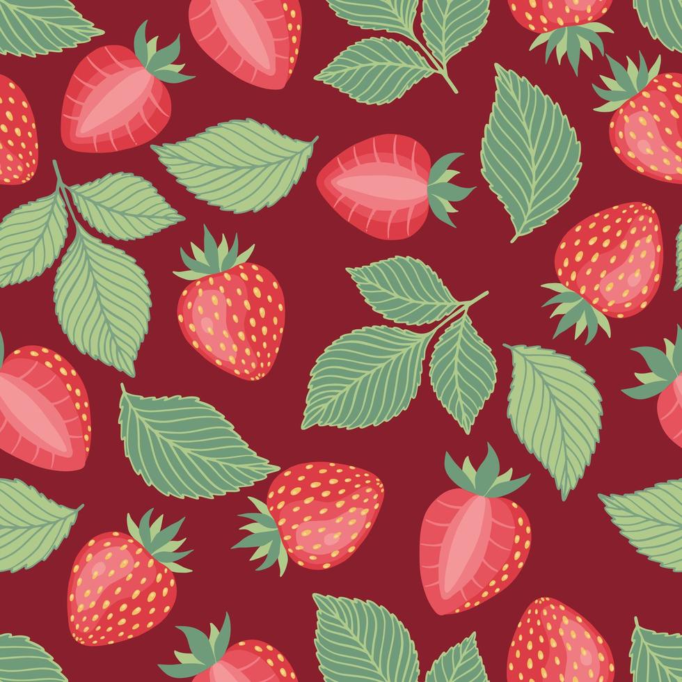 Erdbeeren Musterdesign Hintergrund. Erdbeermuster. vektor