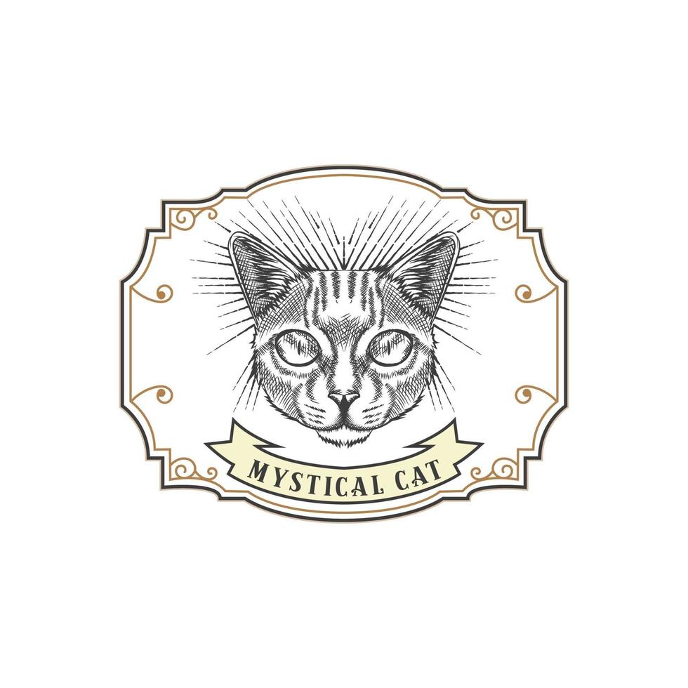 Vintage-Logo der mystischen Katze vektor