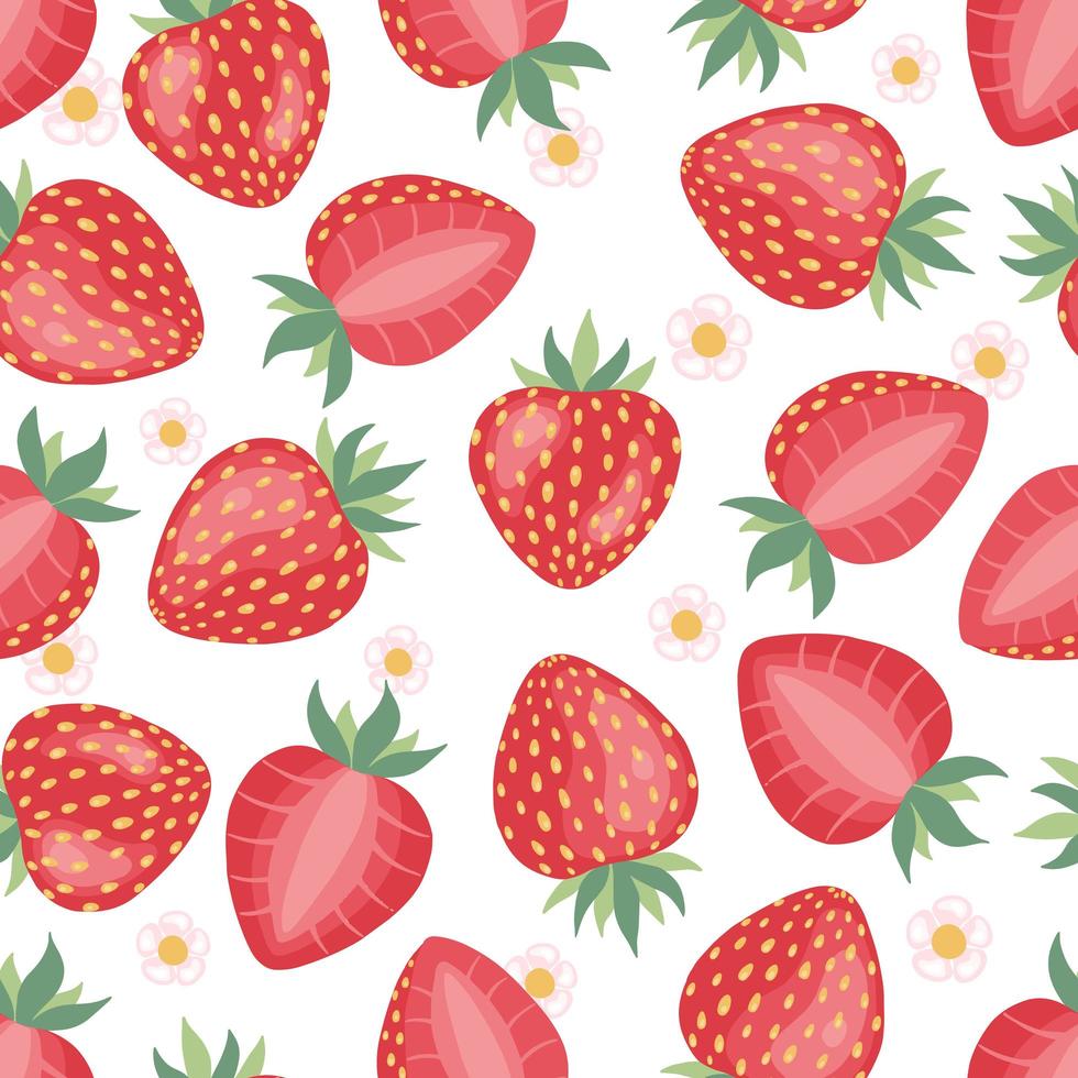 Erdbeeren Musterdesign Hintergrund. Erdbeermuster. vektor