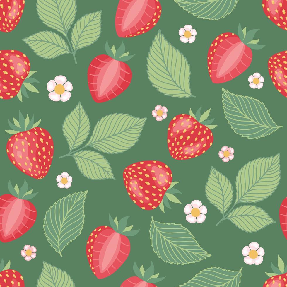 jordgubbar sömlös bakgrund. jordgubbsmönster. vektor