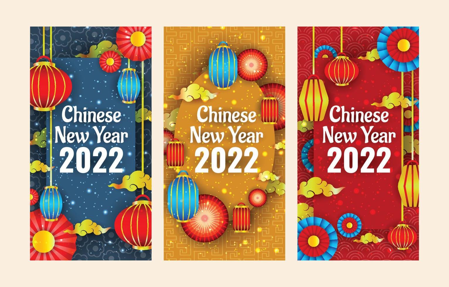 chinesisches neujahr 2022 banner vorlagensatz vektor