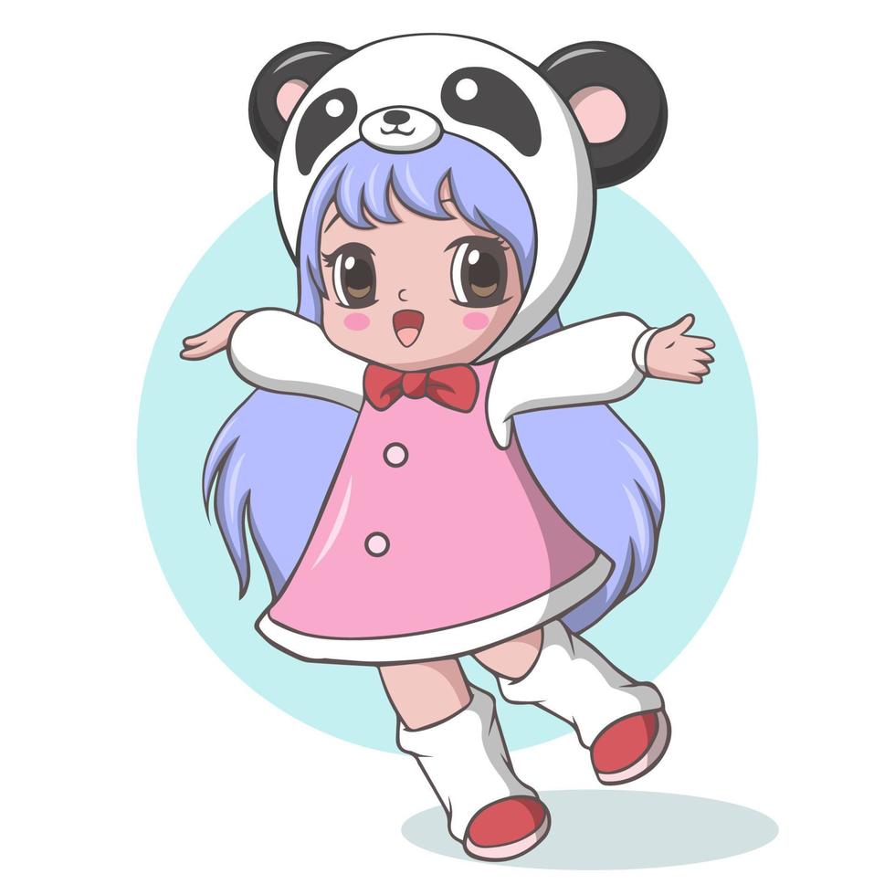 süßes kleines Mädchen, das als Panda verkleidet ist vektor