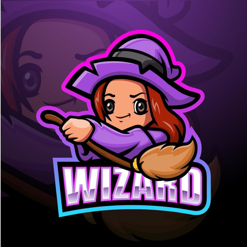 Wizard Girl Esport-Maskottchen-Logo-Design vektor