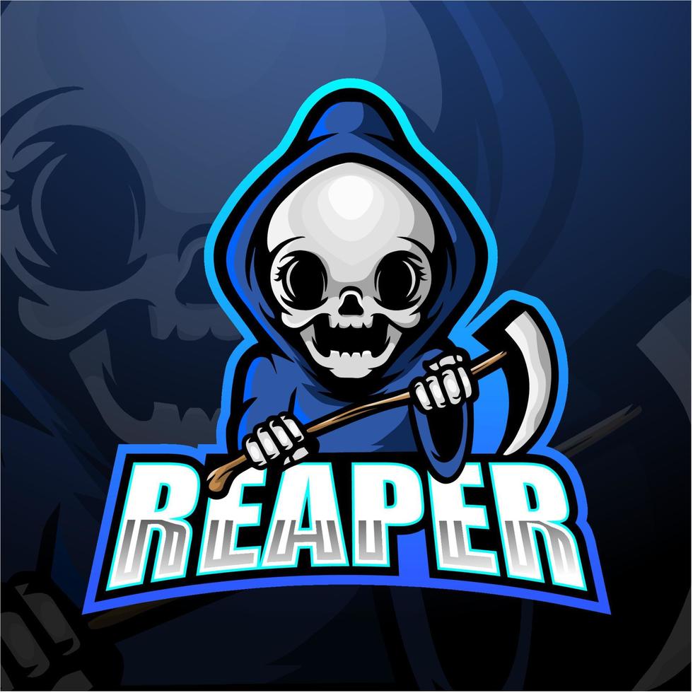 Reaper-Schädel-Maskottchen-Esport-Logo-Design vektor