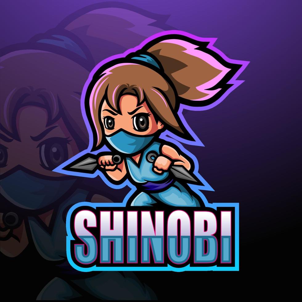 shinobi girl esport maskot logotypdesign vektor