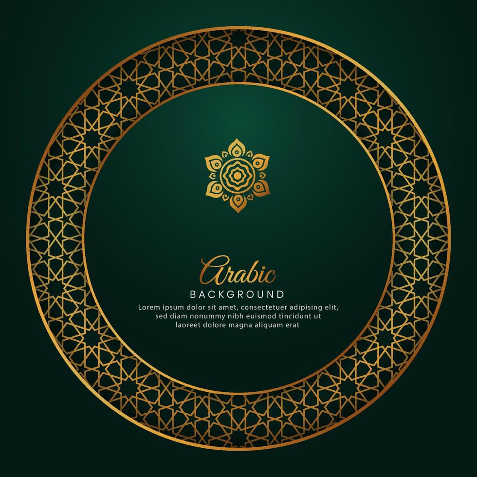 islamisk arabisk grön lyxbakgrund med geometriska mönster med cirkelform vektor