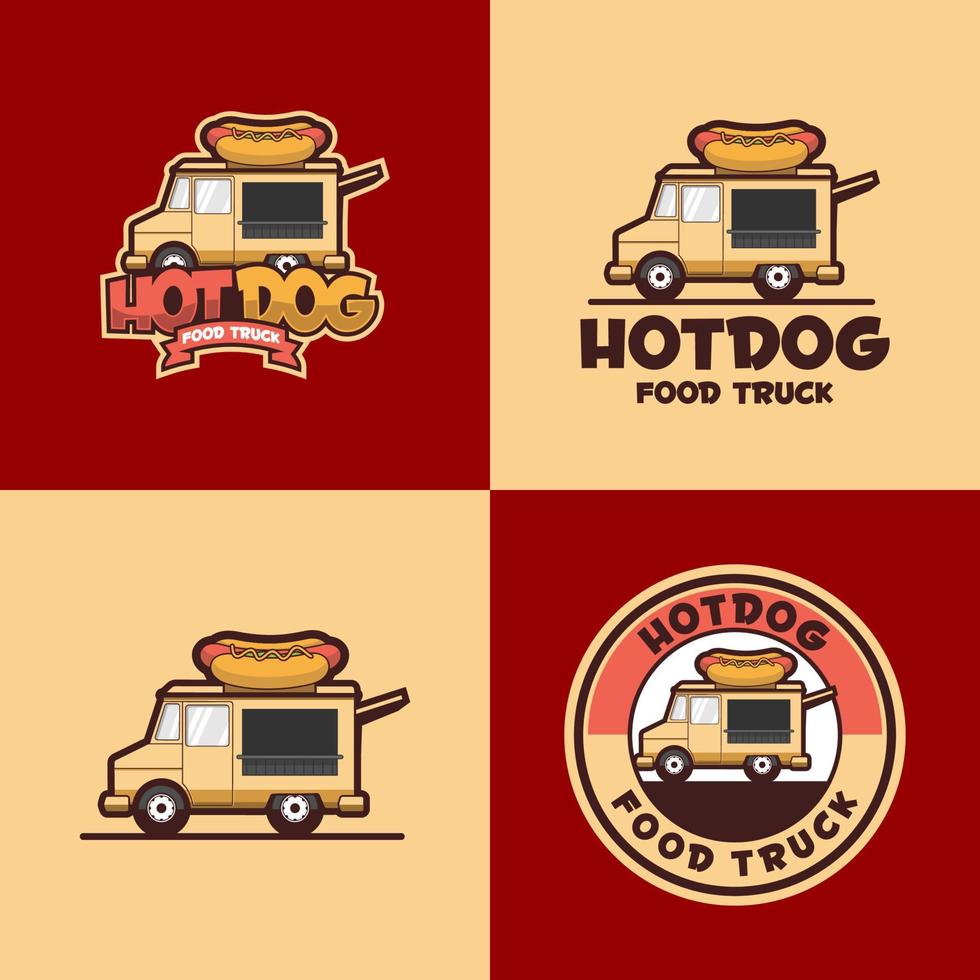 varmkorv food truck logotyp mall vektor