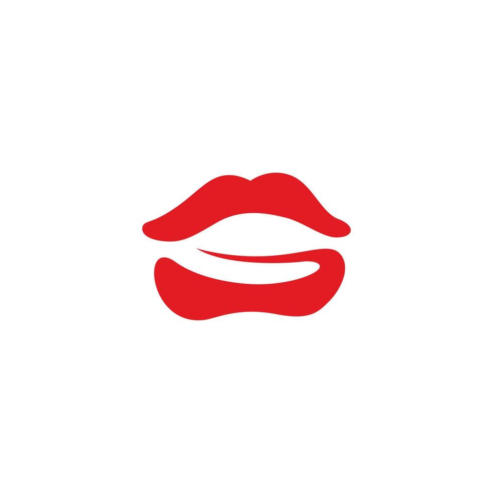 rotes Blatt Frau Lippen Logo Konzept Vektor Illustration