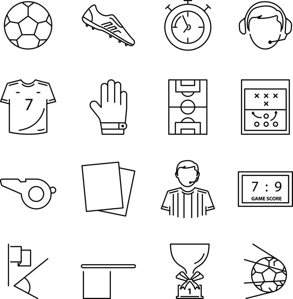 Fußball-Icon-Set isoliert auf weißem Hintergrund aus der Sportkollektion. Fußball-Icon-Set trendiges und modernes Fußball-Symbol für Logo, Web, App, ui. Fußball-Symbol einfaches Zeichen. vektor