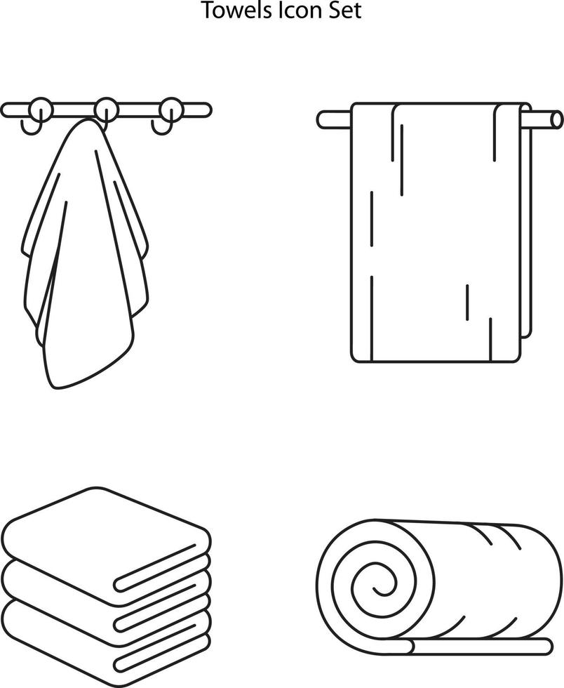 Handtuch-Icon-Set isoliert auf weißem Hintergrund. Handtuchsymbol dünne Linie Umriss lineares Handtuchsymbol für Logo, Web, App, ui. Handtuch-Symbol einfaches Zeichen. vektor