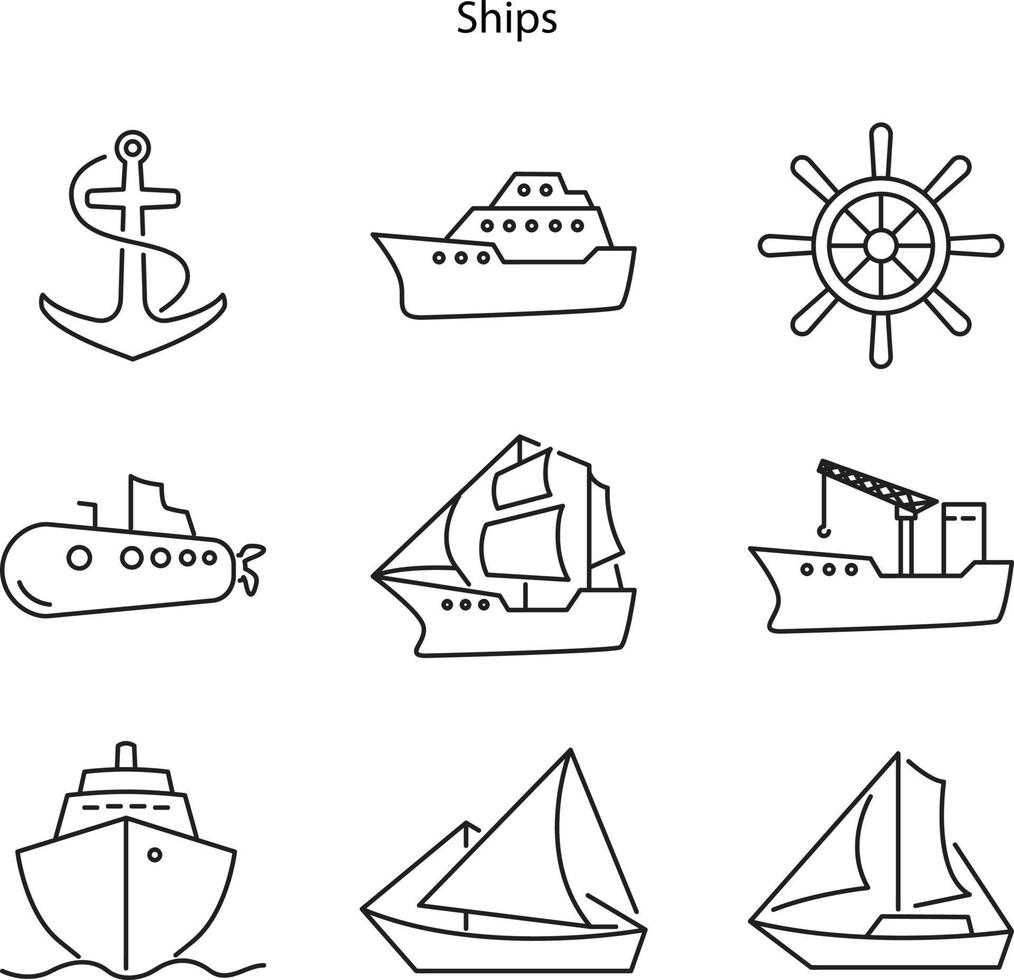 Boote und Schiffe Icons Set vektor
