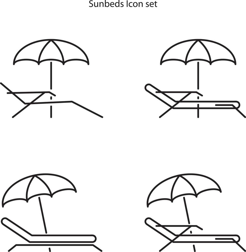 Sonnenliegen-Icon-Set isoliert auf weißem Hintergrund aus der Wasserpark-Sammlung. Sonnenliegen-Symbol trendiges und modernes Sonnenliegen-Symbol für Logo, Web, App, ui. Solarium-Symbol einfaches Zeichen. vektor