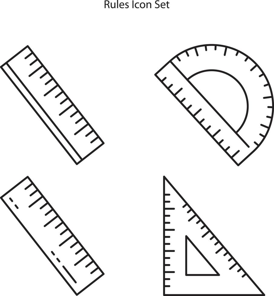 Lineal-Icon-Set isoliert auf weißem Hintergrund aus der Bildungssammlung. Linealsymbol dünne Linie Umriss lineares Linealsymbol für Logo, Web, App, ui. Lineal-Symbol einfaches Zeichen. Symbole flacher Vektor