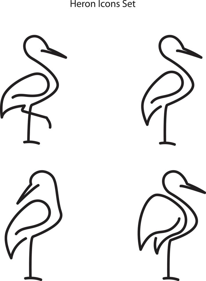 flamingo logotyp vektor linje kontur monoline ikon illustration. one line art heron logotyp mall, heron ikoner set.