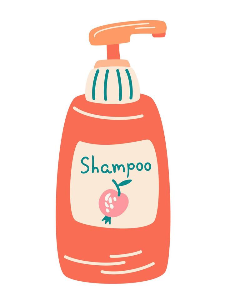 Shampoo-Flasche. Haarkosmetik. Selbstpflege, Schönheit, Mode und Gesundheit. Kosmetische Hautpflegeprodukte. hand zeichnen vektor-cartoon-illustration. vektor