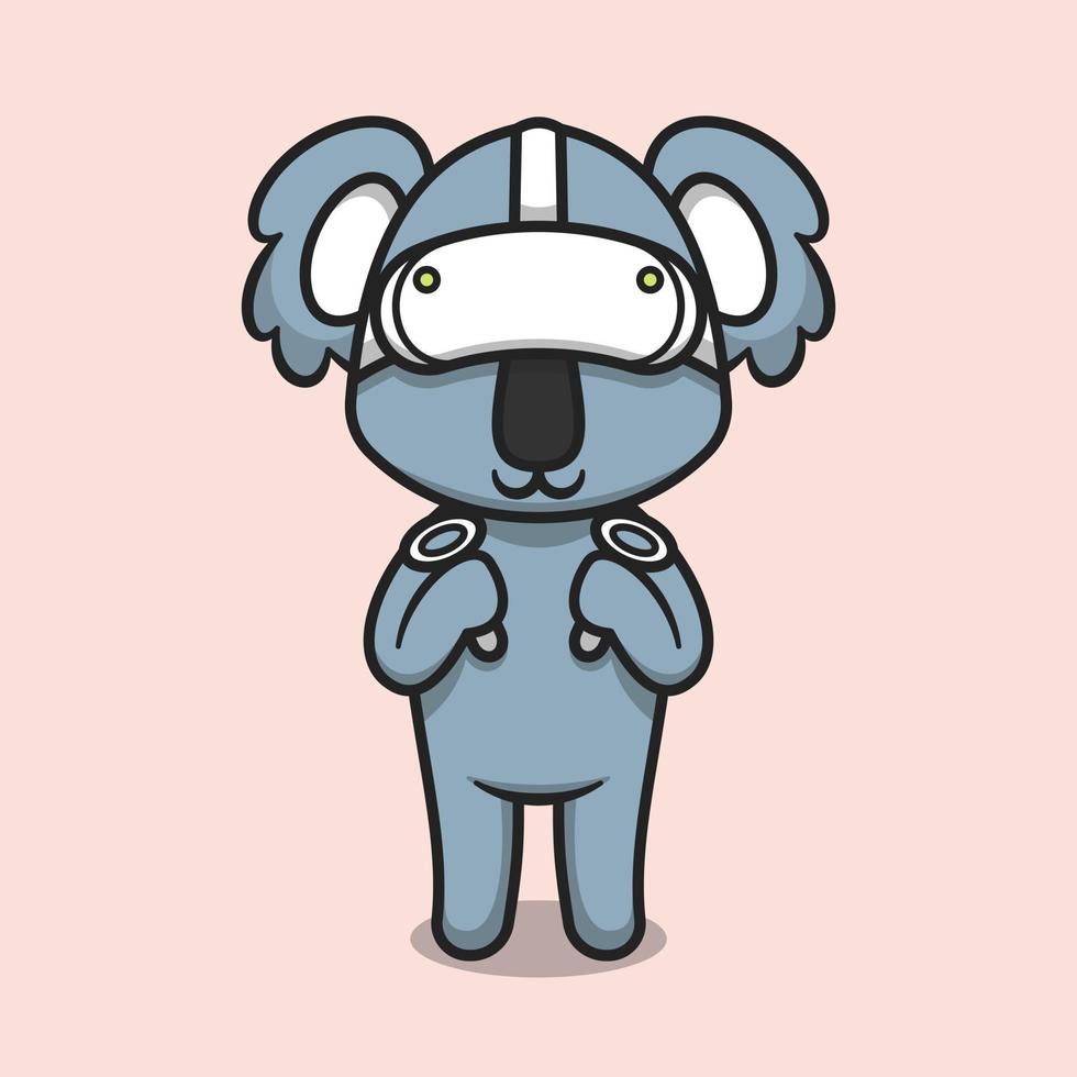 niedlicher koala mit virtual-reality-headset-cartoon-symbolillustration vektor