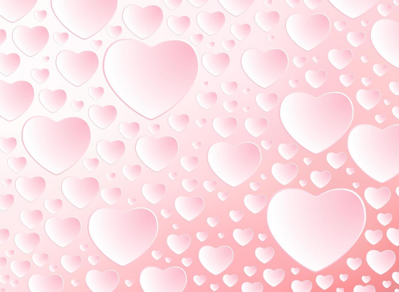 glückliche valentinstagkarte mit musterherzen rosa auf hellrosa hintergrund vektor