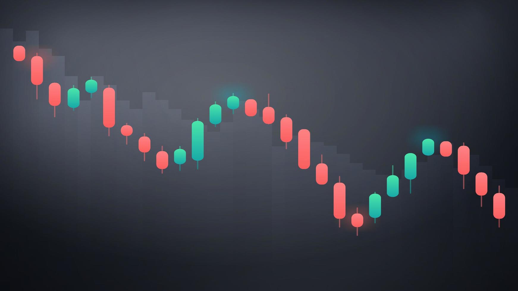 Der Graph neigt dazu, nach unten zu gehen. Anzeige von Börsenkursen. Leuchter auf weißem Hintergrund. Anlagehandel an der Börse. Vektor-Illustration. vektor